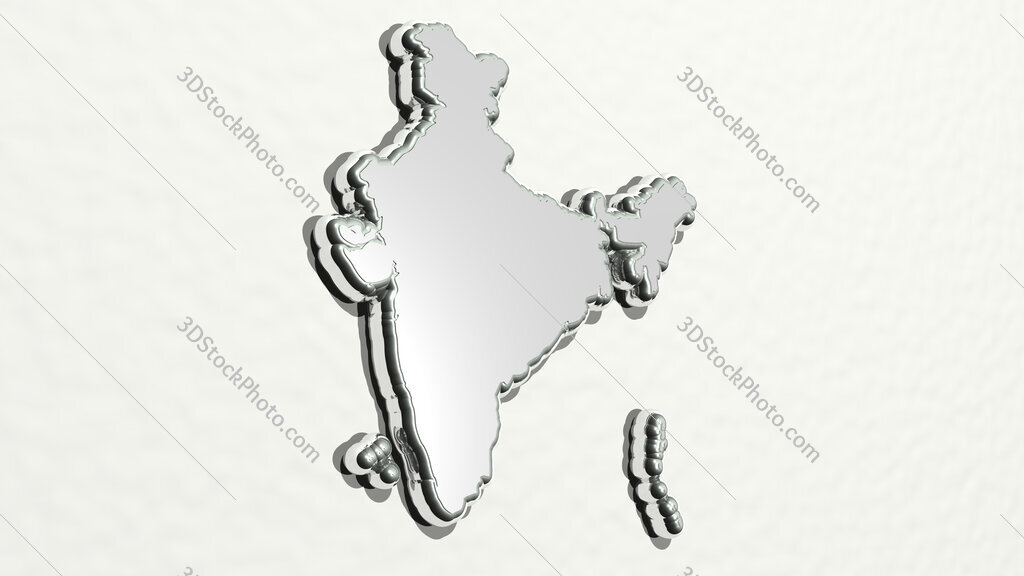 map of India 3D drawing icon
