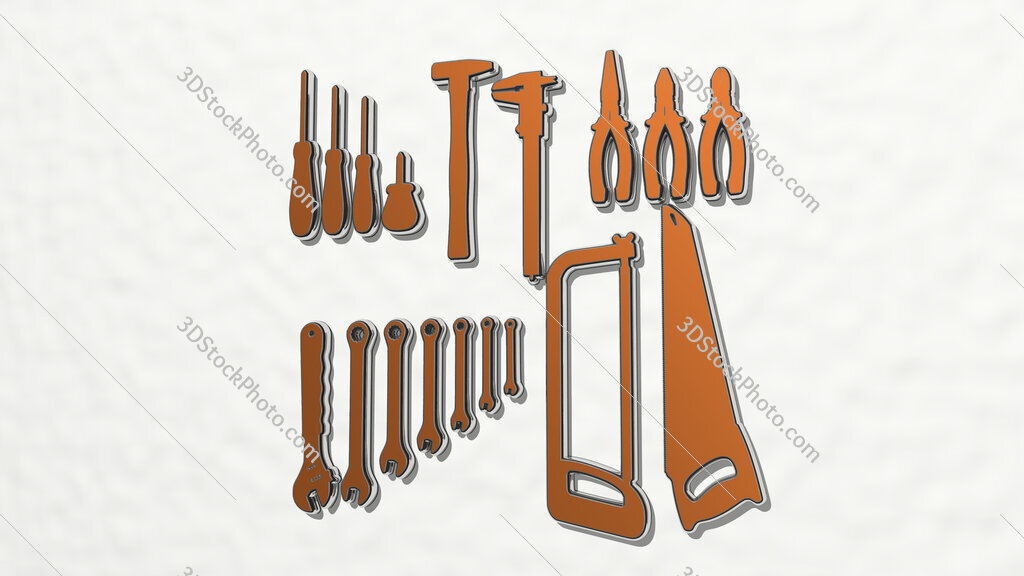 metal tools 3D drawing icon