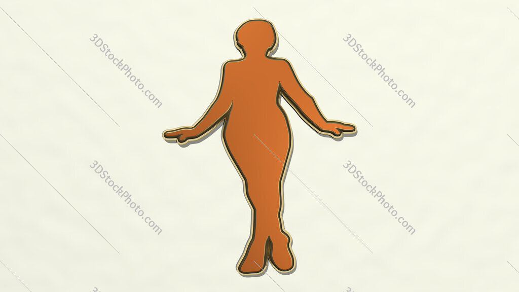woman standing with open arms and cross legs 3D drawing icon