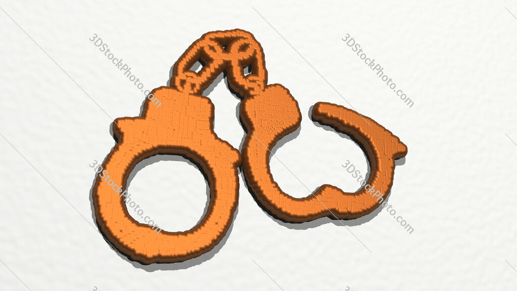 handcuff made of words 3D drawing icon