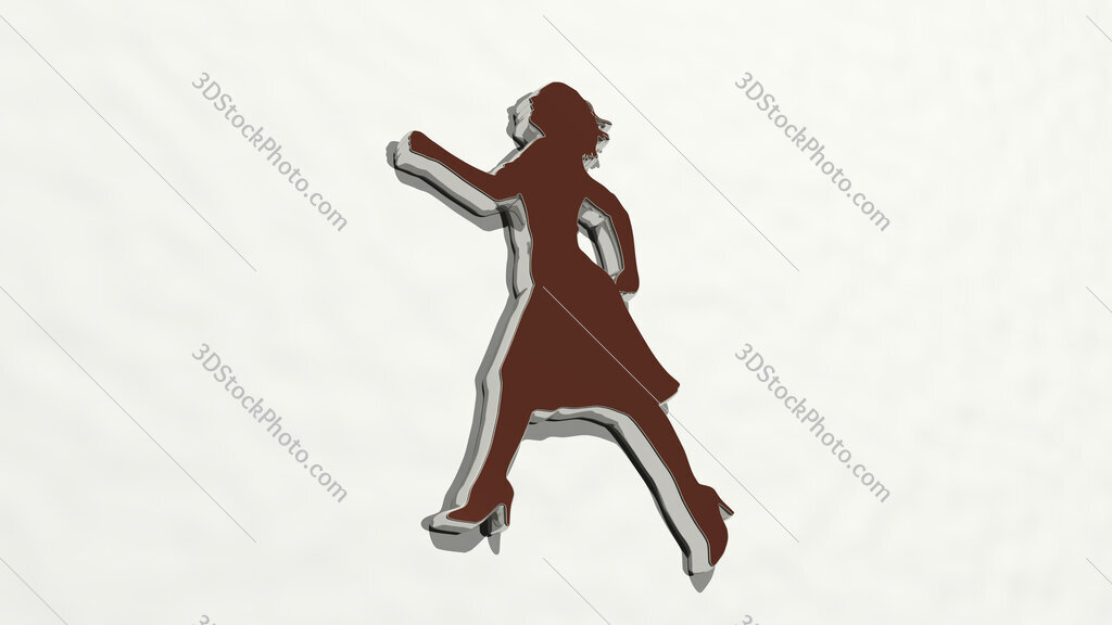 happy woman running with high heel shoes 3D drawing icon