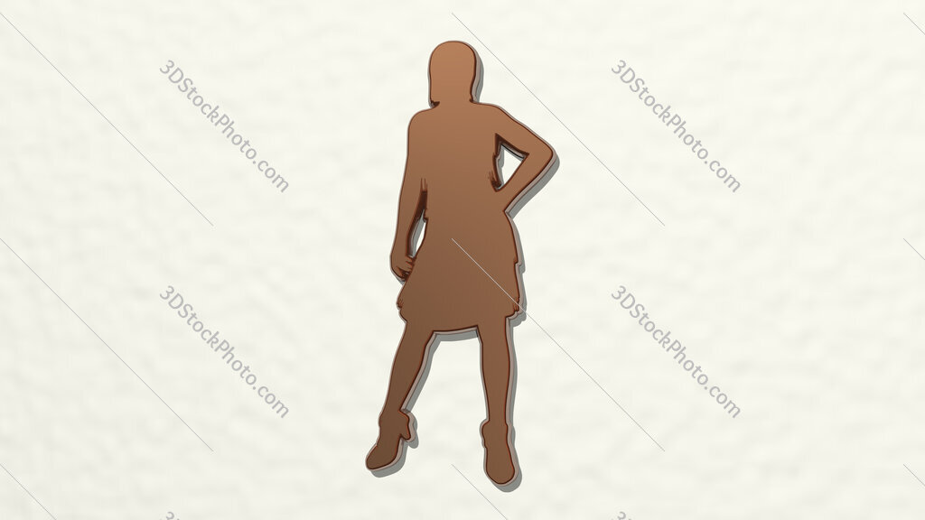 girl standing 3D drawing icon