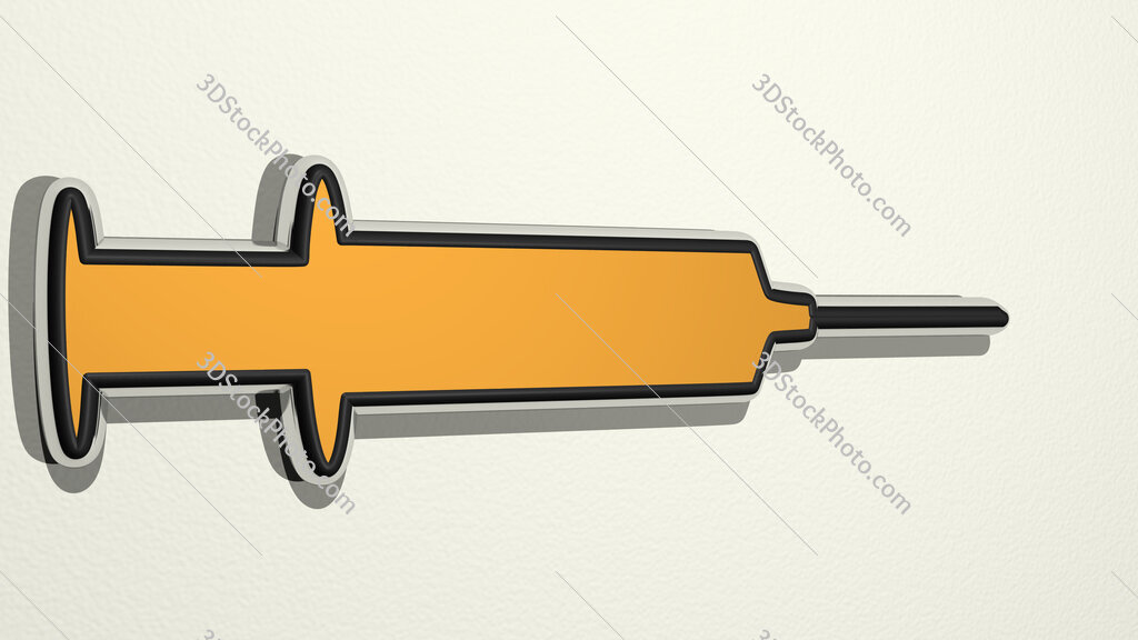 medical syringe 3D drawing icon