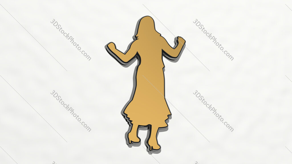 woman dancing with high heels 3D drawing icon