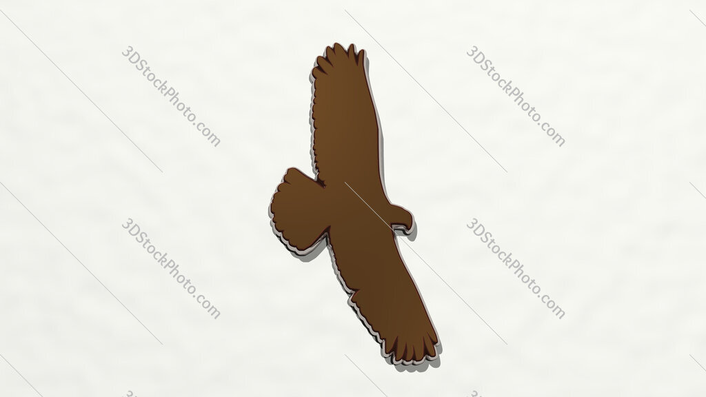 eagle flying high 3D drawing icon