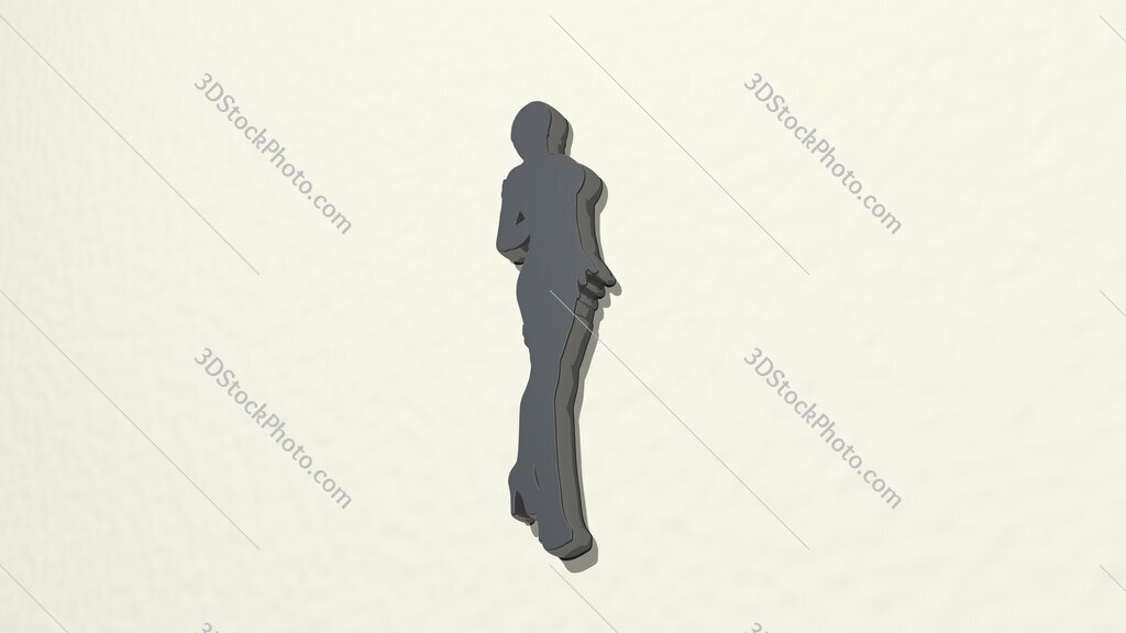 woman with body figure on high heels 3D drawing icon