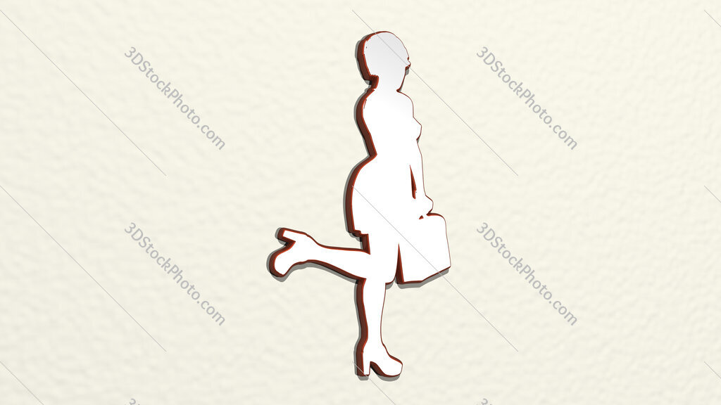 fashion woman with bag and high heel shoes 3D drawing icon