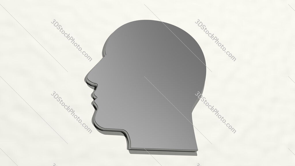 human head 3D drawing icon
