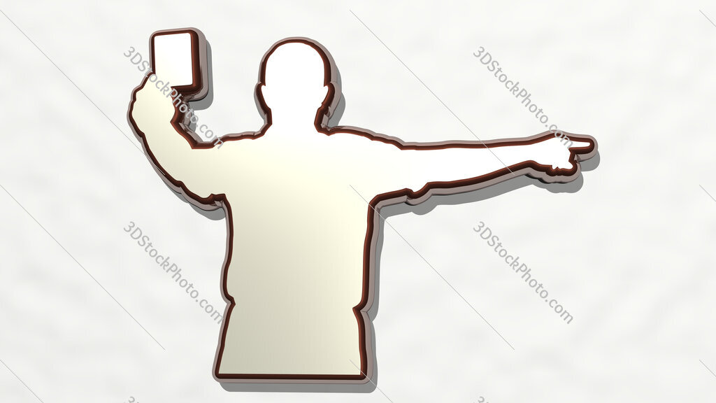 referee giving red card 3D drawing icon