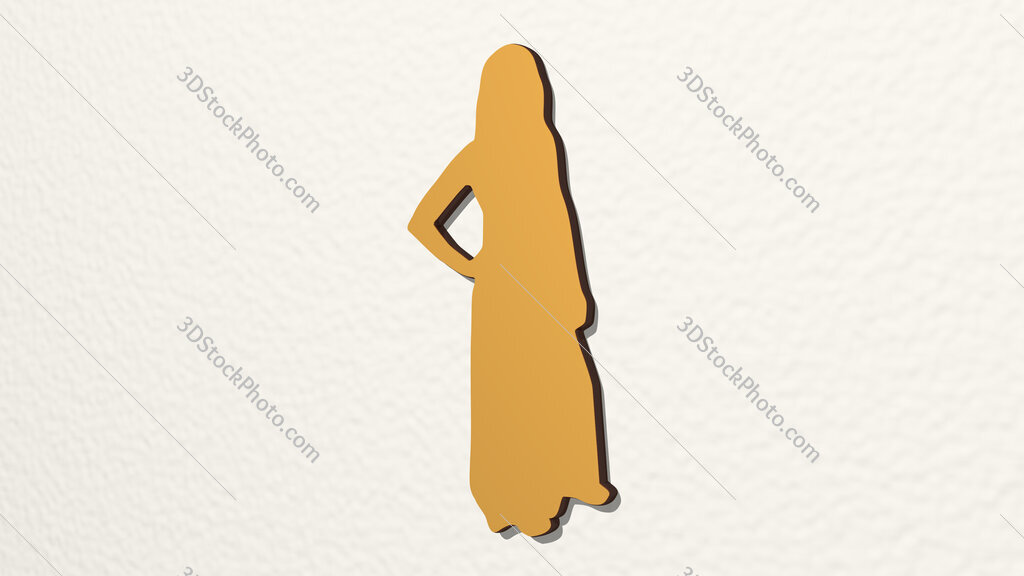 woman with loose dress 3D drawing icon