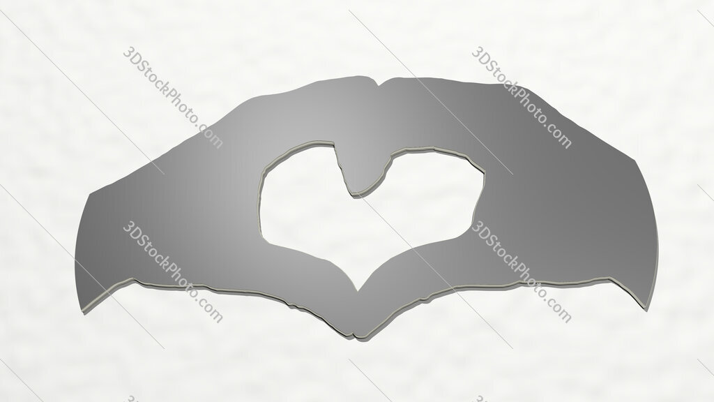 heart shape made by hand 3D drawing icon
