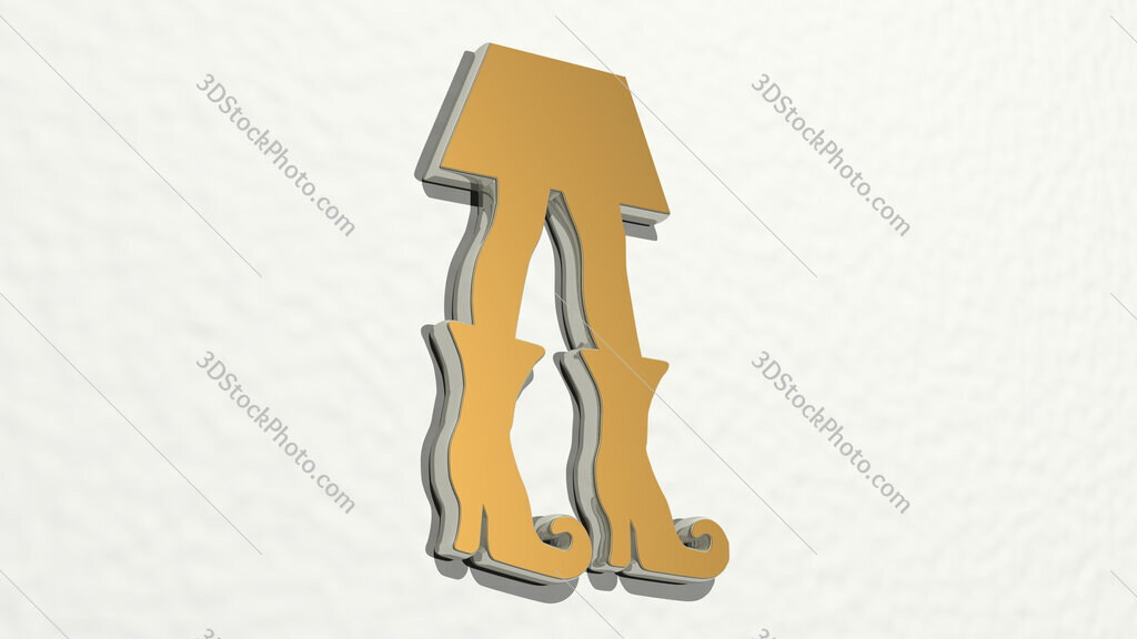girl with wizard high heel boots 3D drawing icon