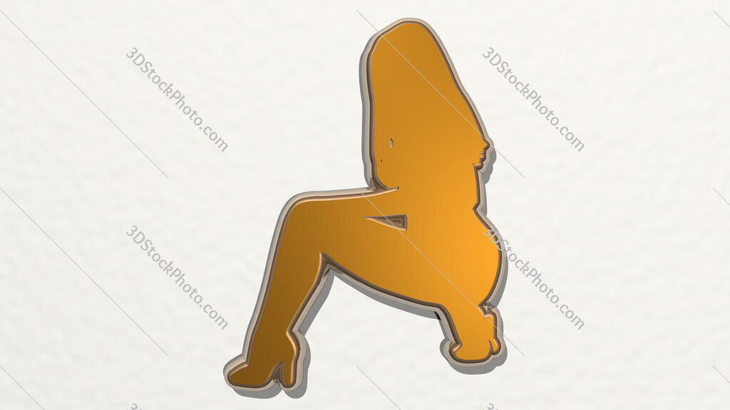 woman siting on high heel shoes 3D drawing icon