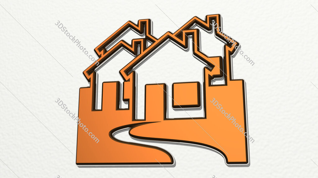 houses 3D drawing icon