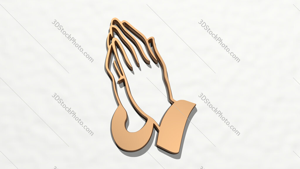 praying hands 3D drawing icon
