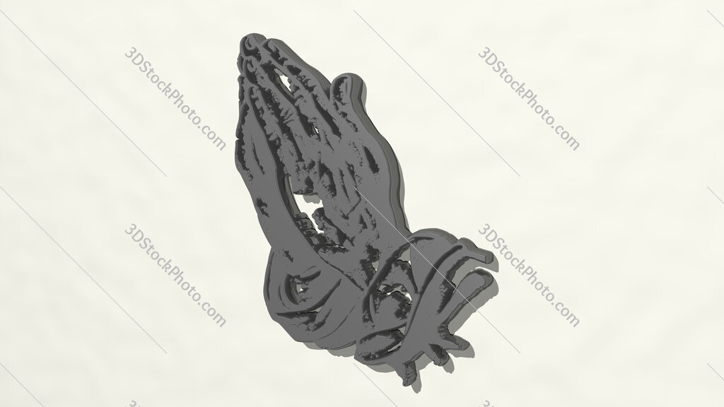 praying hands 3D drawing icon