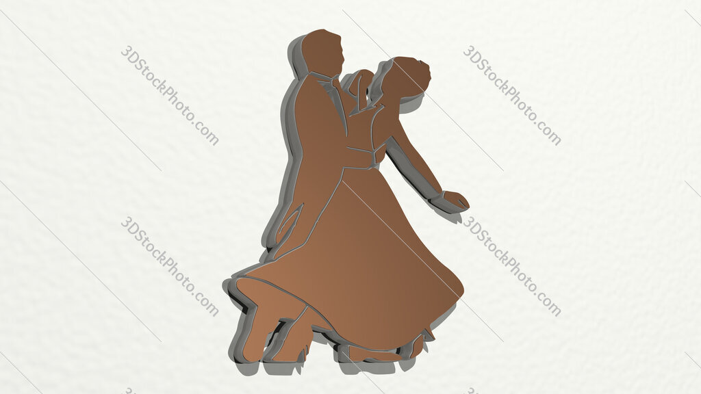 man and woman dancing tango 3D drawing icon