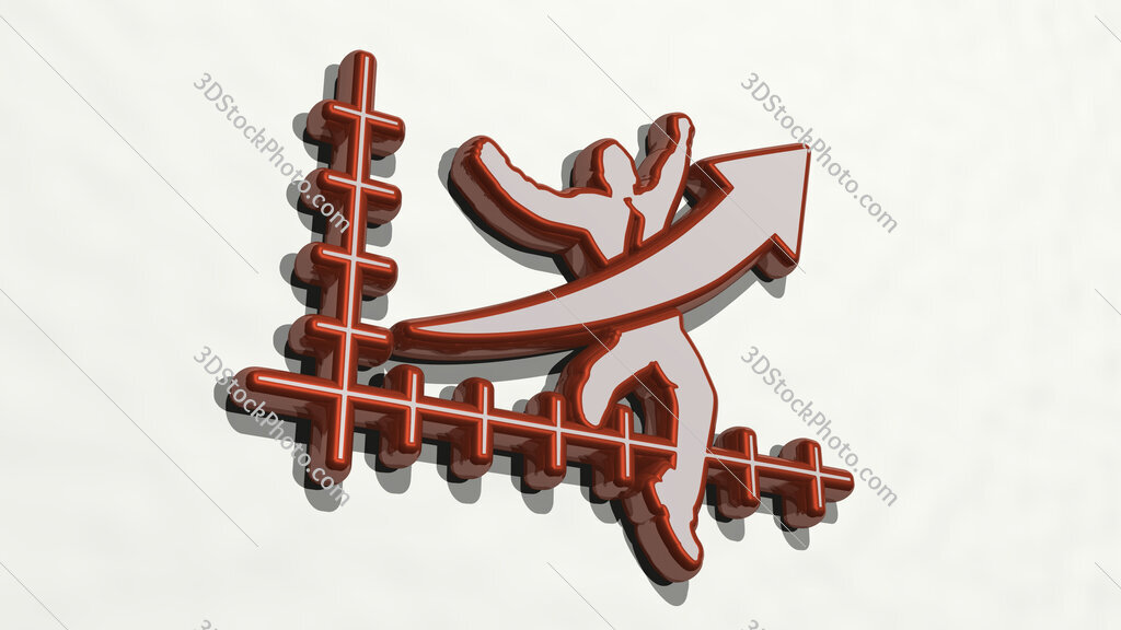 business success by growth 3D drawing icon