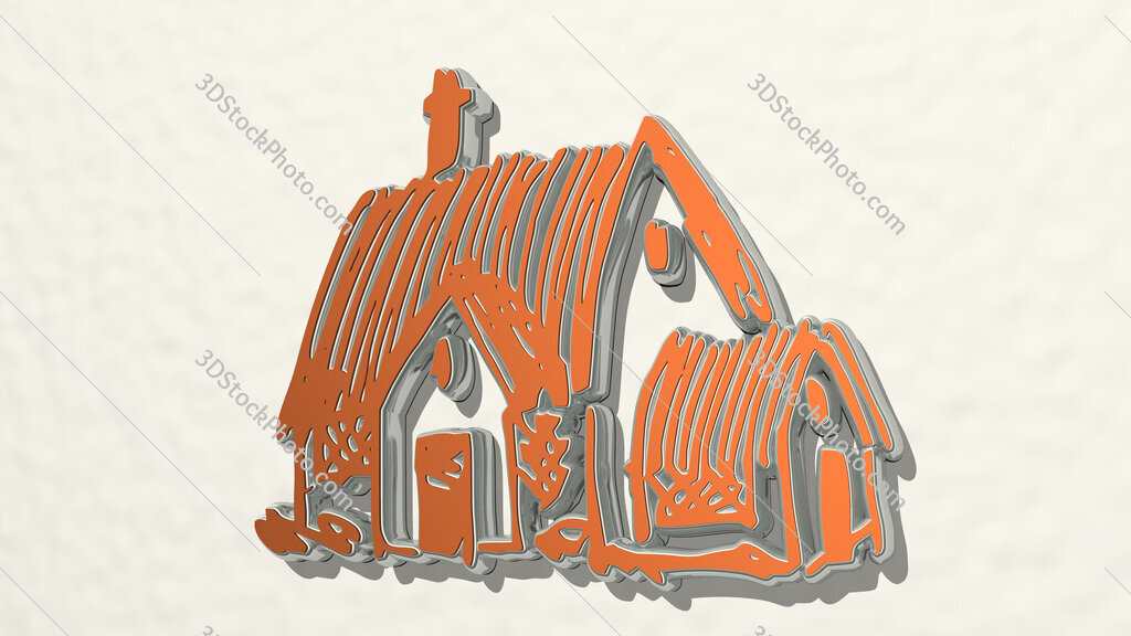 house 3D drawing icon