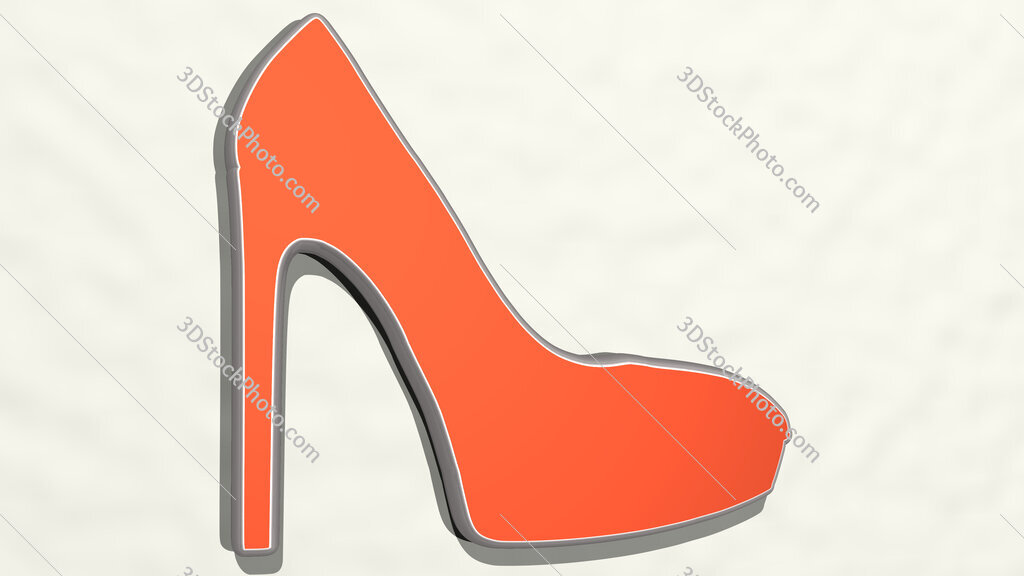 high heel shoe 3D drawing icon