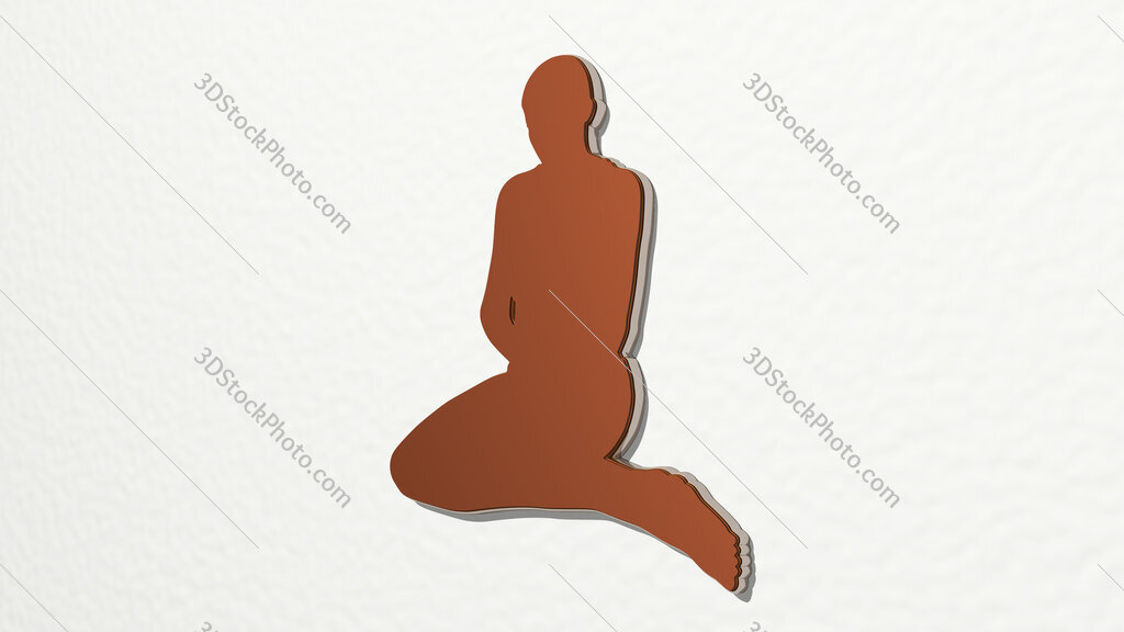 sad girl sitting on floor 3D drawing icon