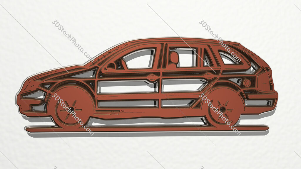 car 3D drawing icon