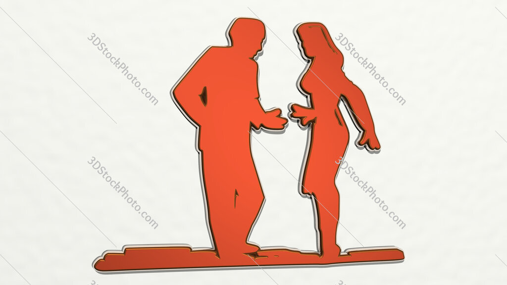 woman and man arguing or dancing 3D drawing icon