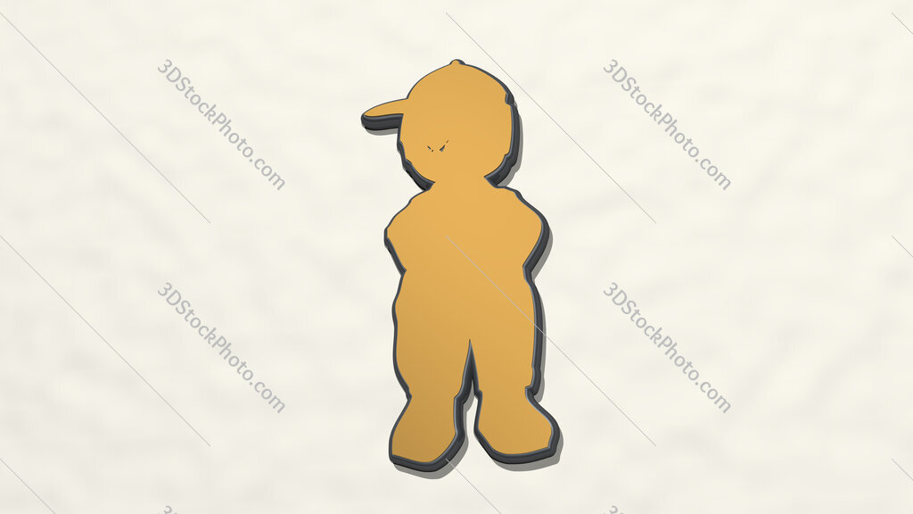 small boy standing 3D drawing icon