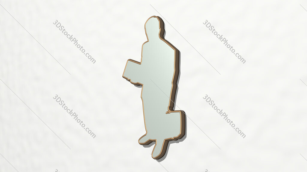 business man with book and bag 3D drawing icon