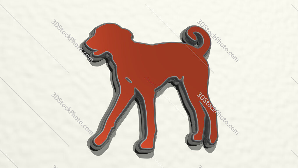 dog 3D drawing icon