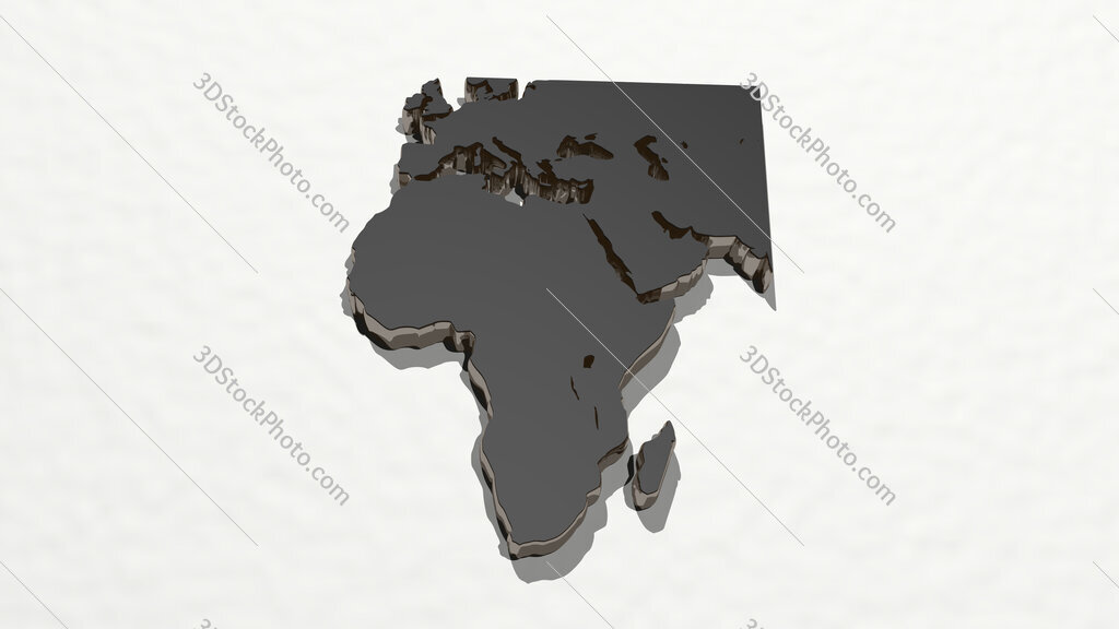 map of Africa 3D drawing icon