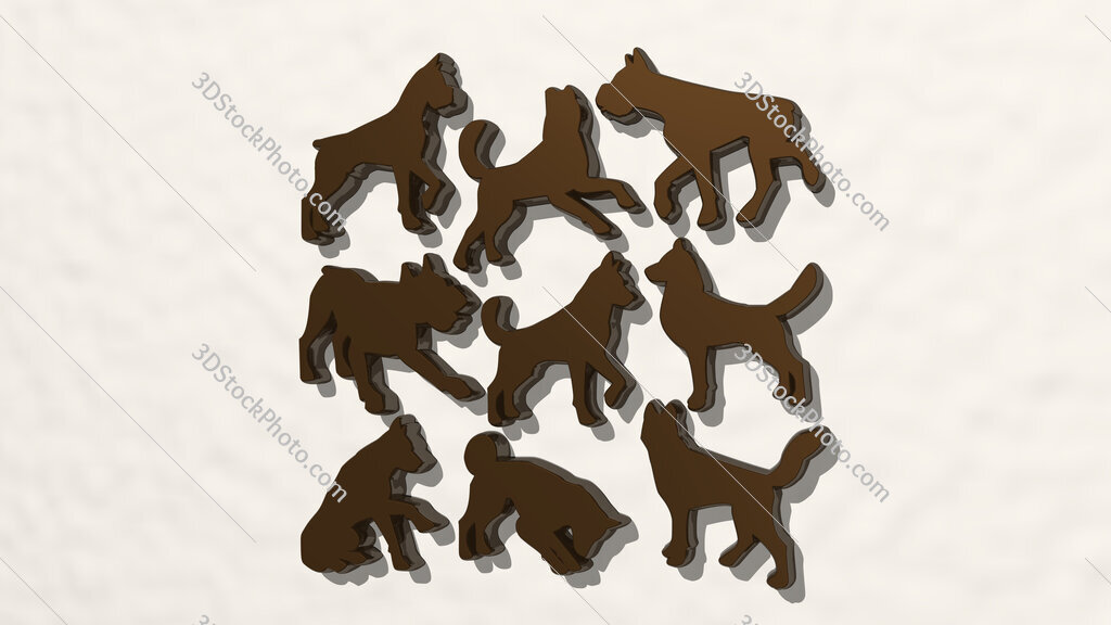 dogs 3D drawing icon