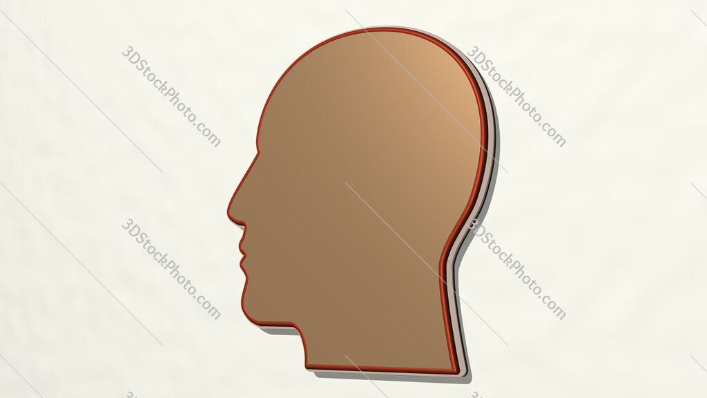 human head 3D drawing icon