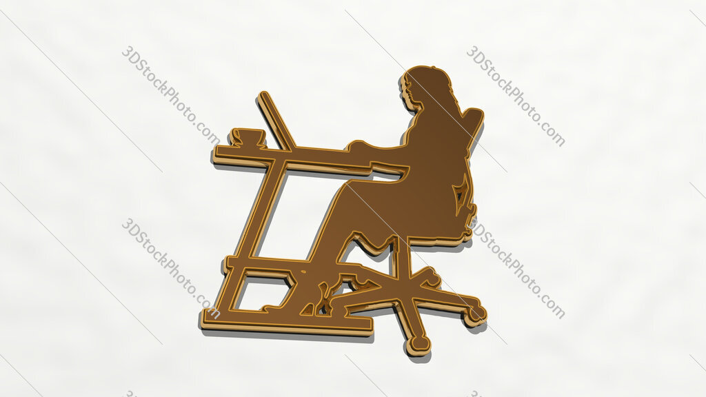 woman with formal dress working with laptop 3D drawing icon