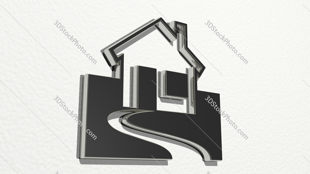 house 3D drawing icon