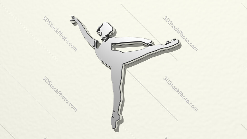 girl doing ballet 3D drawing icon