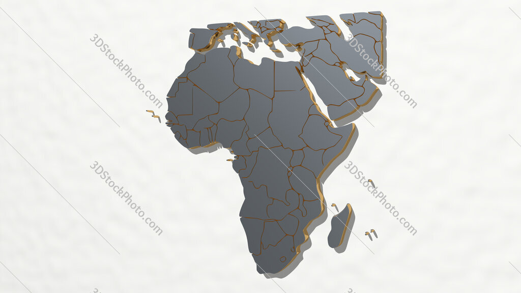 map of Africa 3D drawing icon