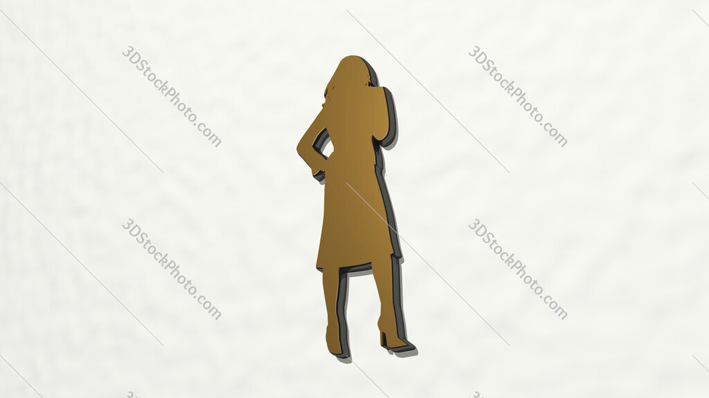 woman standing with formal dress 3D drawing icon