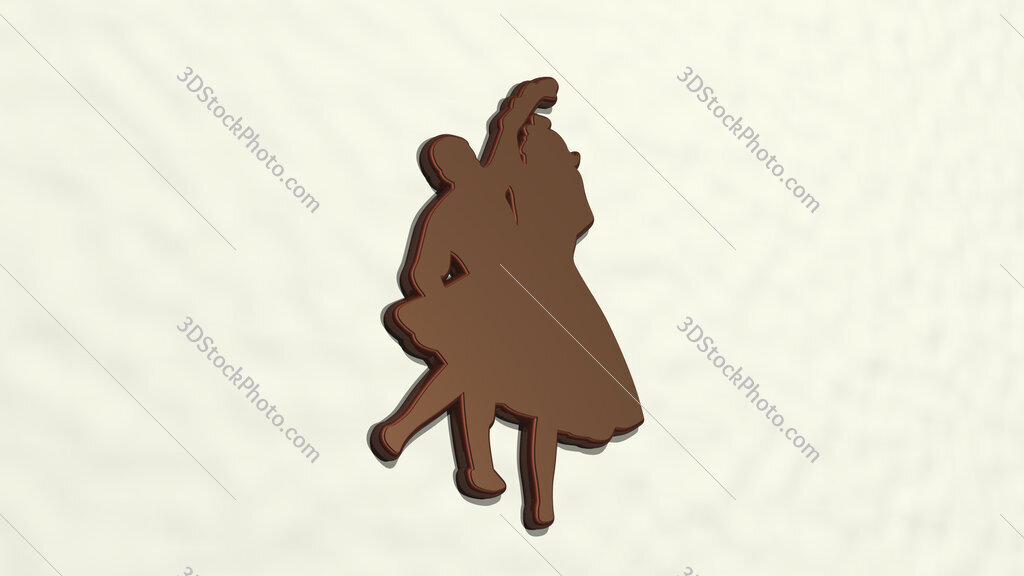 dancing mand and woman 3D drawing icon