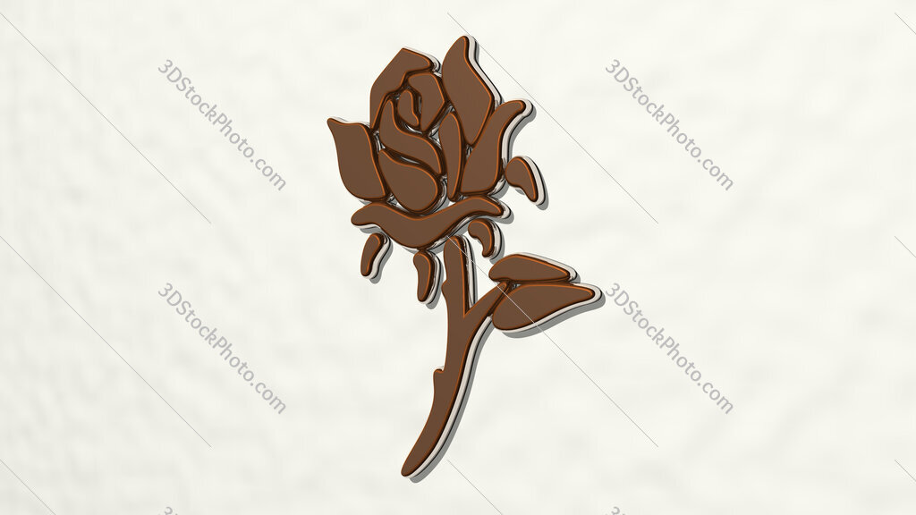 rose 3D drawing icon