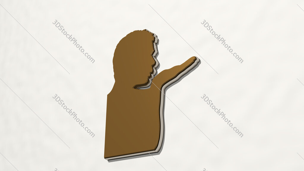 man blowing a kiss by hand 3D drawing icon
