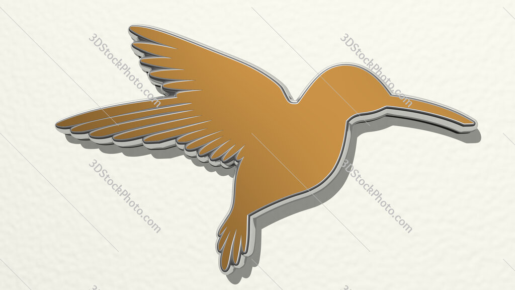 humming bird 3D drawing icon