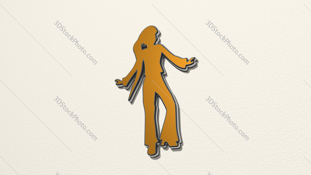 girl happily dancing 3D drawing icon
