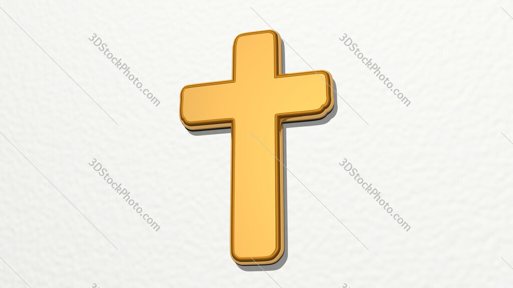 Christian cross 3D drawing icon