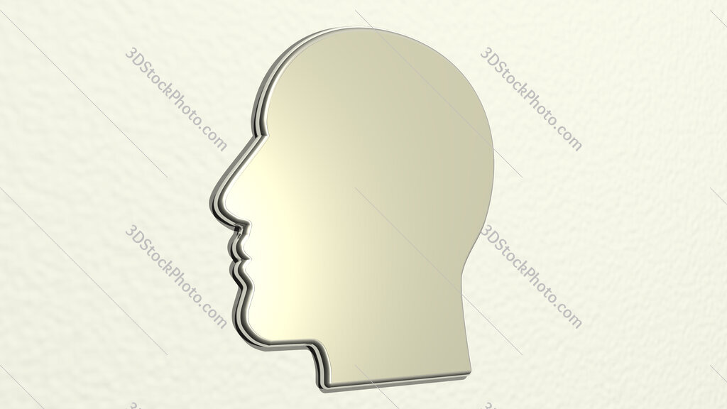 man with thoughts 3D drawing icon
