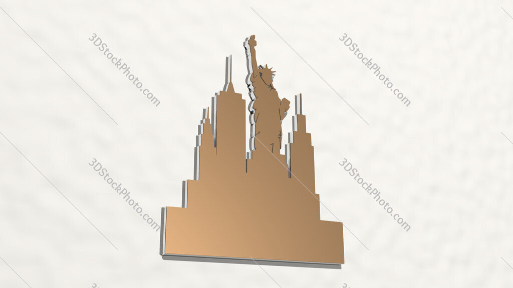 Status of Liberty symbol of New York 3D drawing icon