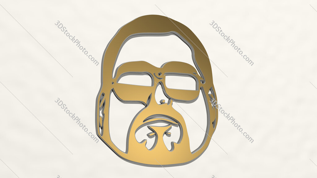 man with beard and sunglasses 3D drawing icon