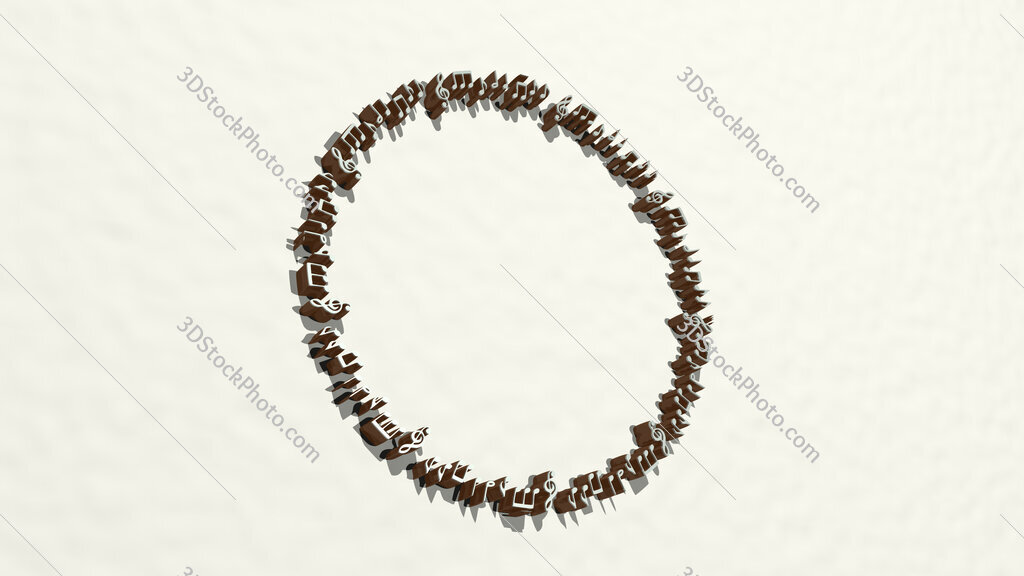music notes in circle 3D drawing icon
