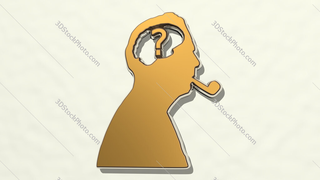man with question in head 3D drawing icon