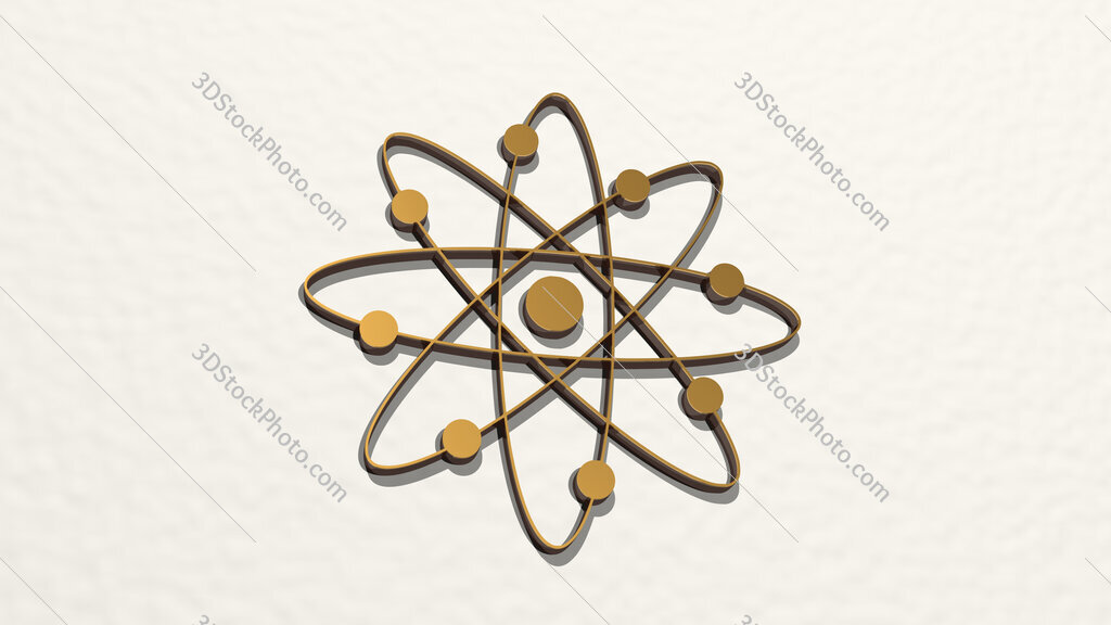 atom by electrons 3D drawing icon